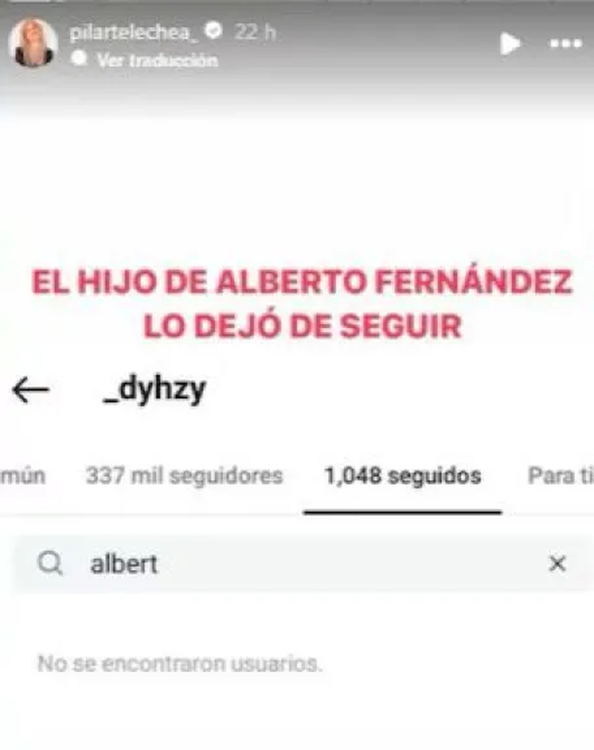 Dyhzy, hijo de Alberto Fernández, dejó de seguirlo en instagram. Dyhzy, hijo de Alberto Fernández, dejó de seguirlo en instagram.