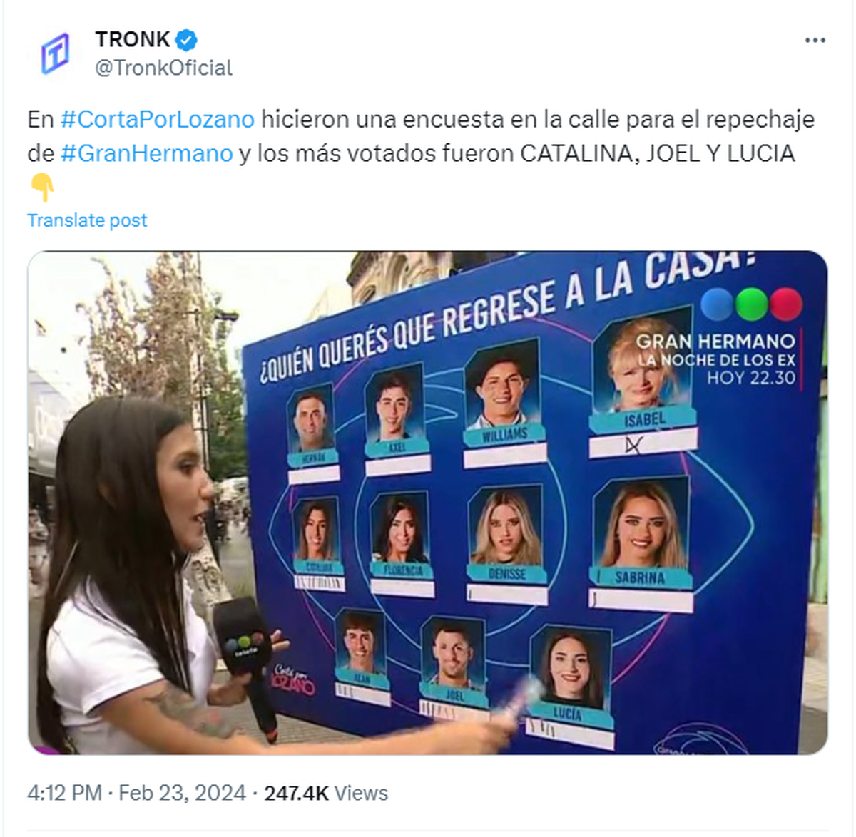 Las encuestas indican que los favoritos para volver a la casa de Gran Hermano son Lucía, Joel y Catalina. Las encuestas indican que los favoritos para volver a la casa de Gran Hermano son Lucía, Joel y Catalina.