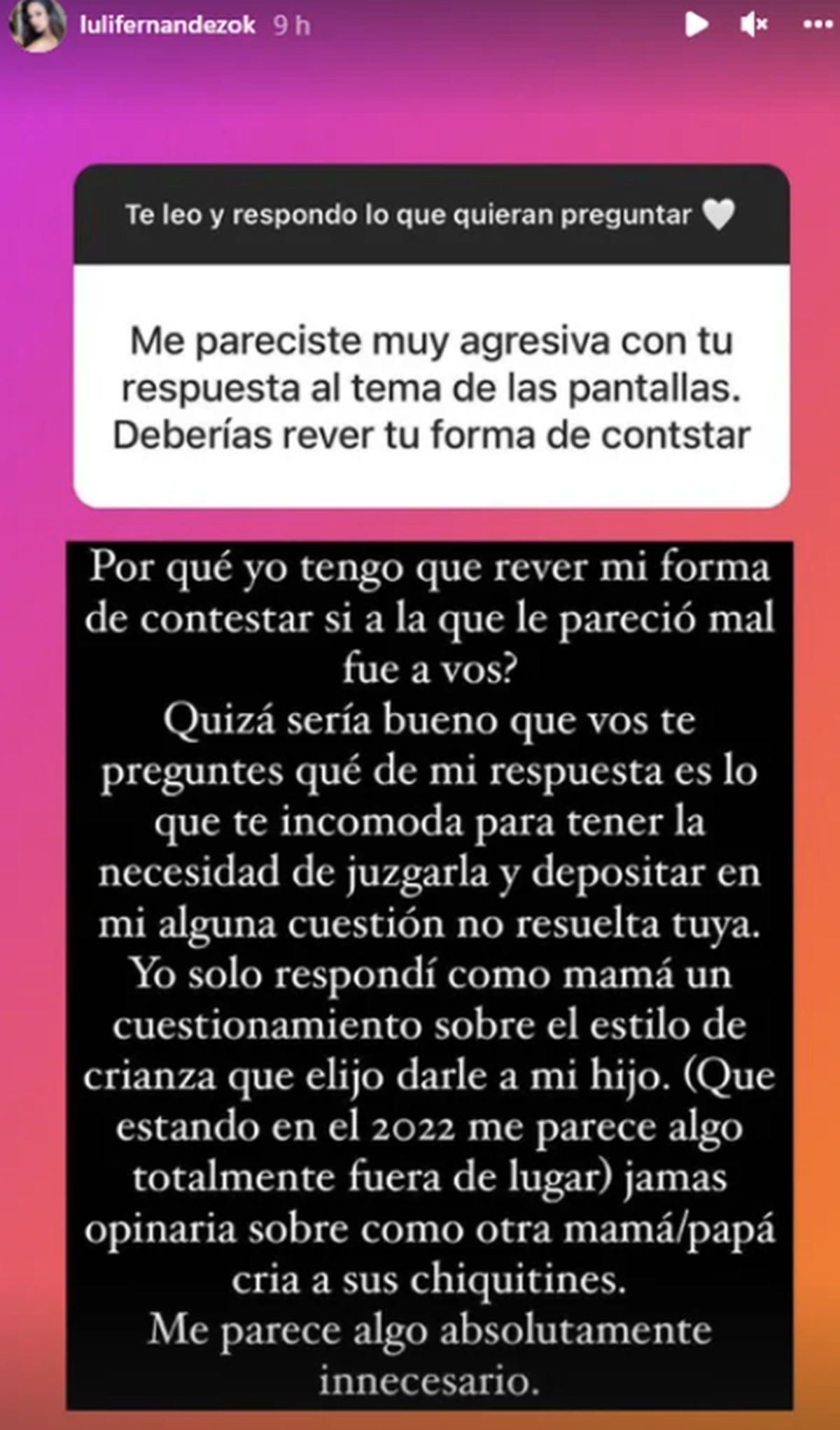 &nbsp;Luli Fern&aacute;ndez volvi&oacute; a salir al cruce de sus seguidoras.