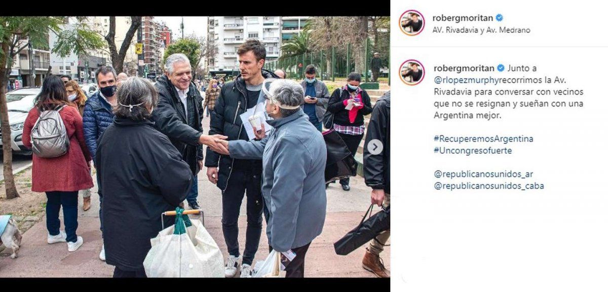 Moritán junto a López Murphy en una recorrida de campaña.