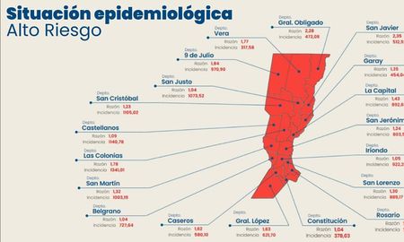 El gobierno provincial advirtió que toda la provincia de Santa Fe está en rojo. El gobierno provincial advirtió que toda la provincia de Santa Fe está en rojo.