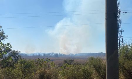 Impactante quema de pastizales en zona de barrio El Pozo: las llamas alcanzaron los 15 metros de altura Impactante quema de pastizales en zona de barrio El Pozo: las llamas alcanzaron los 15 metros de altura