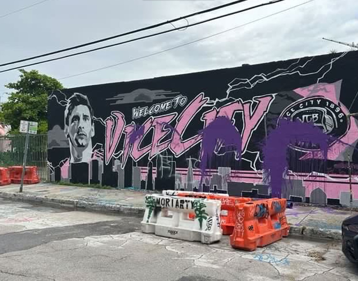 El primer mural de Lionel Messi arruinado por los rivales de Inter Miami.