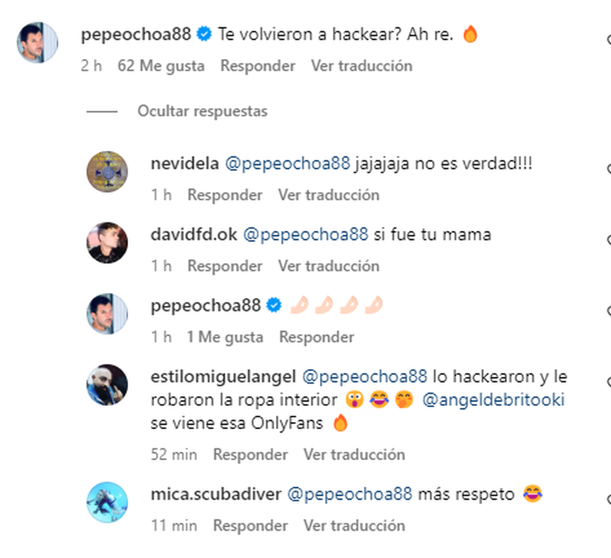 Los comentarios de los seguidores de Instagram de Ángel de Brito. Los comentarios de los seguidores de Instagram de Ángel de Brito.