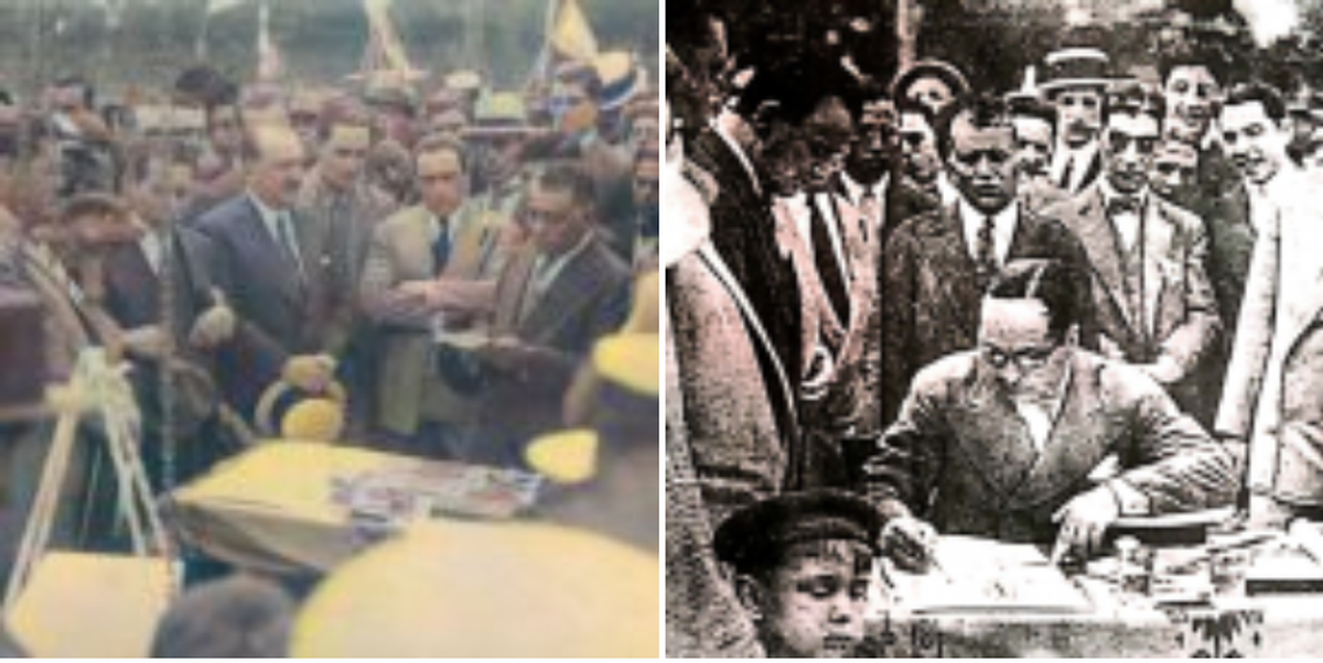 Foto 1: El señor Luis Francisco Ramírez hablando el día que se colocó la piedra fundamental.Foto 2: El presidente de Unión, el señor Francisco Luis Anello firmó el acta. Foto 1: El señor Luis Francisco Ramírez hablando el día que se colocó la piedra fundamental.Foto 2: El presidente de Unión, el señor Francisco Luis Anello firmó el acta.