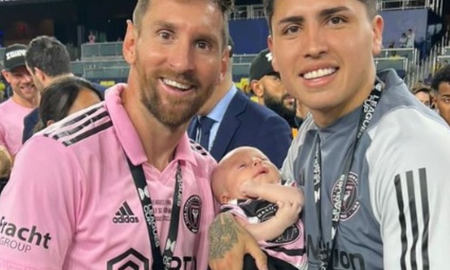 Facundo Farías junto a Lionel Messi tras la final. Facundo Farías junto a Lionel Messi tras la final.