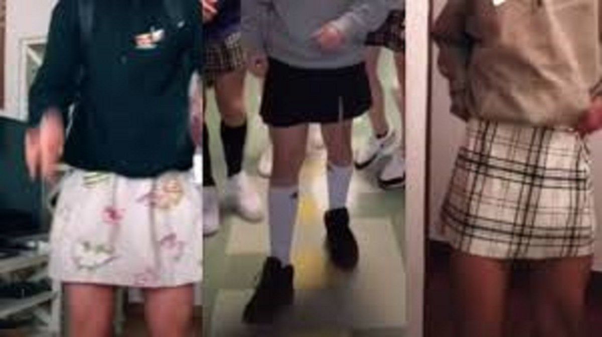 Jóvenes españoles se ponen polleras para luchar contra el machismo y los estereotipos de género.