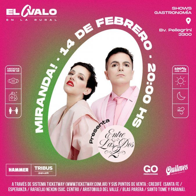 Miranda! cantarán en el escenario de El Óvalo.