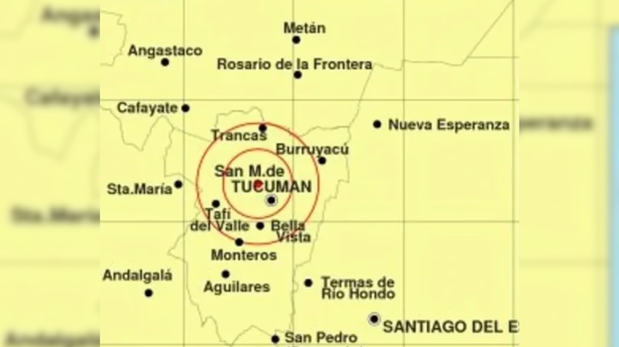 El Instituto Nacional de Prevención Sísmica (INPRES) ubicó el epicentro a 197 kilómetros de profundidad en la franja límite con Salta.