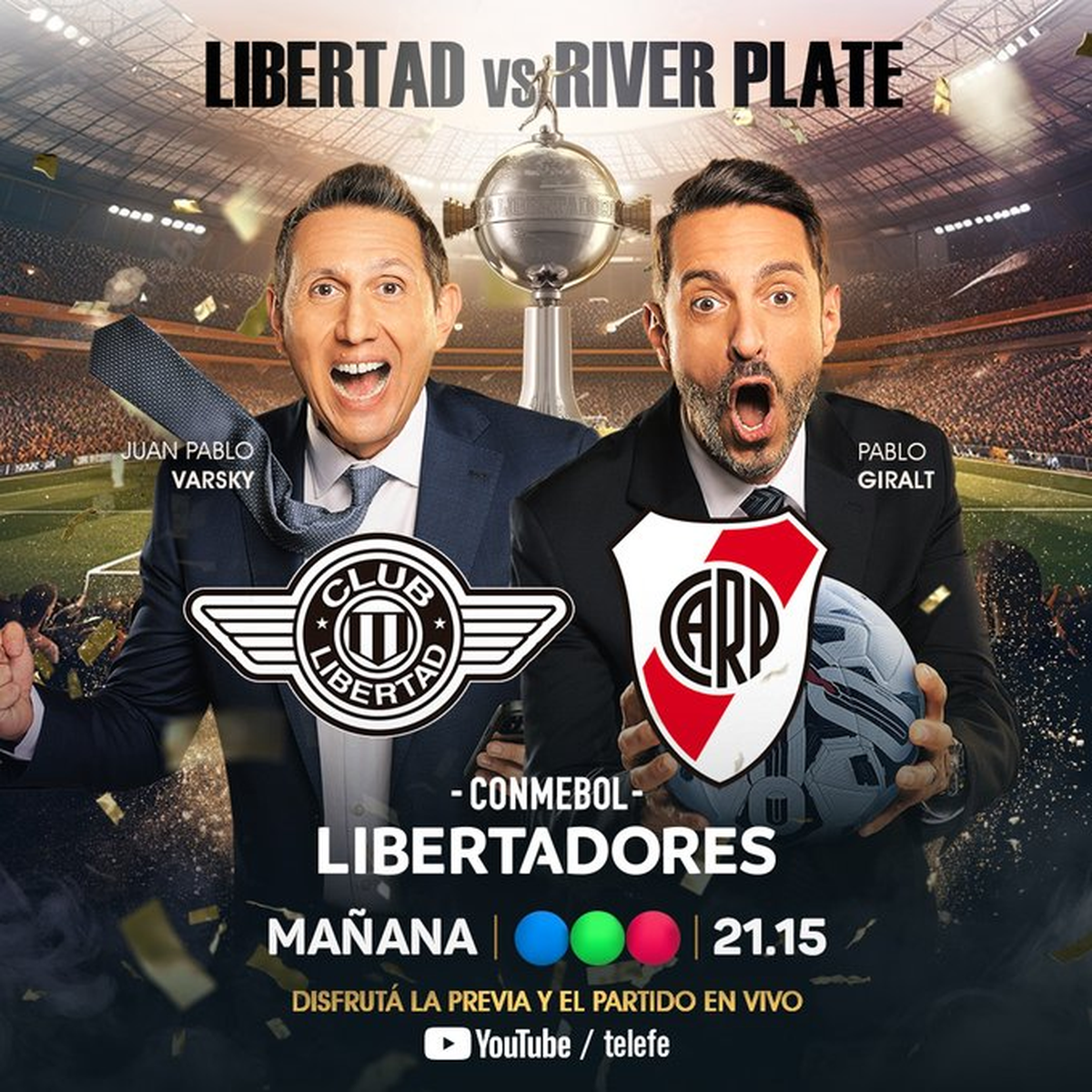 Telefe decidió adelantar la gala de nominación de Gran Hermano debido a un partido de la Copa Libertadores. Telefe decidió adelantar la gala de nominación de Gran Hermano debido a un partido de la Copa Libertadores.