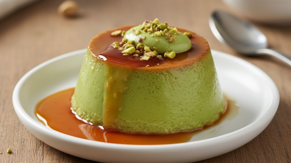 Receta de flan de pistacho.&nbsp;