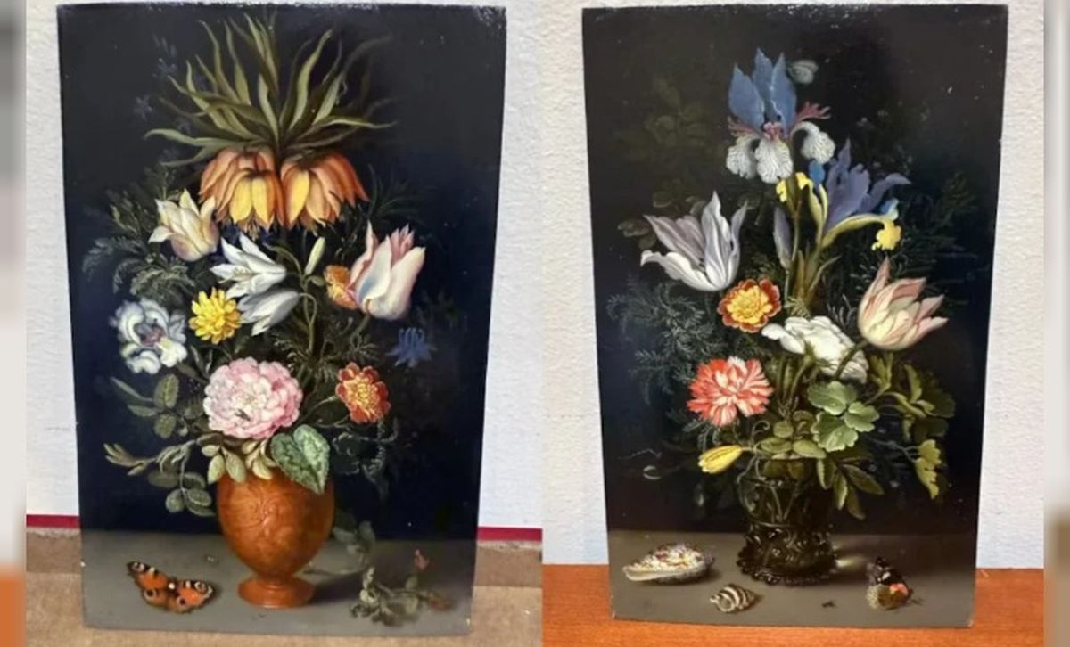 Los dos cuadros de Ambrosius Bosschaert hallados en Estados Unidos.