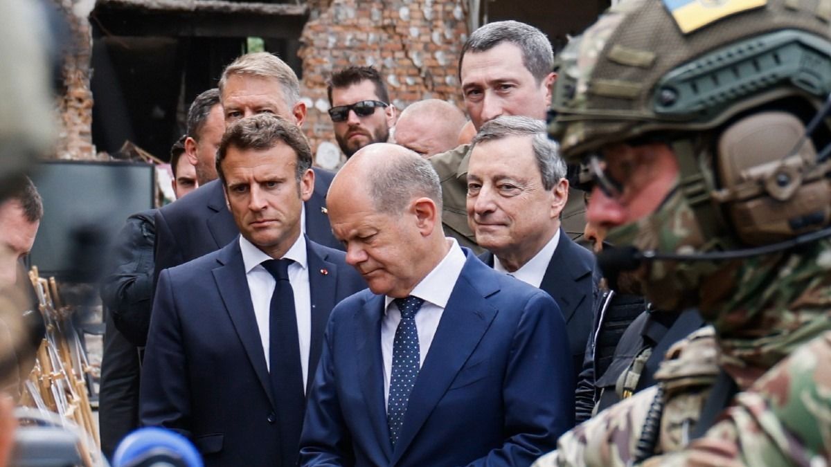 Macron, Scholz y Draghi llegaron juntos a la capital ucraniana, en un tren especial que partió desde la vecina Polonia.