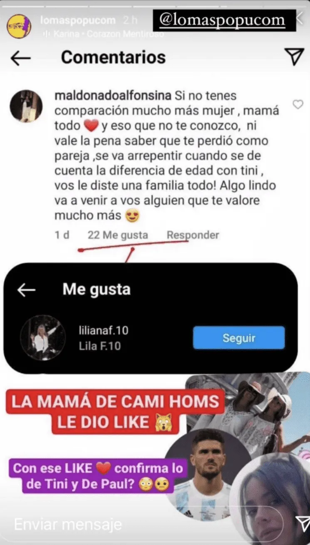 El filoso "Me gusta" de la exsuegra de Rodrigo de Paul.