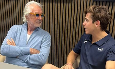 Franco Colapinto y Flavio Briatore. Franco Colapinto y Flavio Briatore.