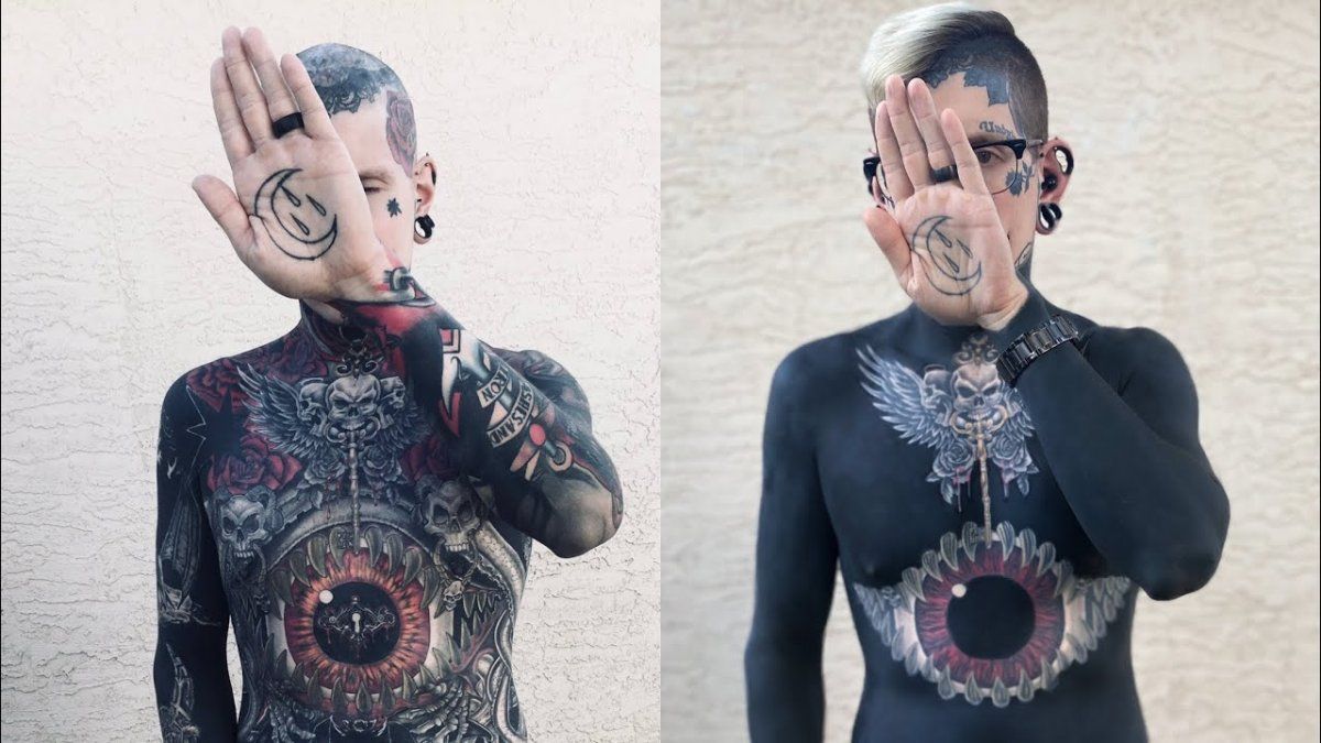Gastó más de 11 millones de pesos en tatuarse todo el cuerpo y es viral