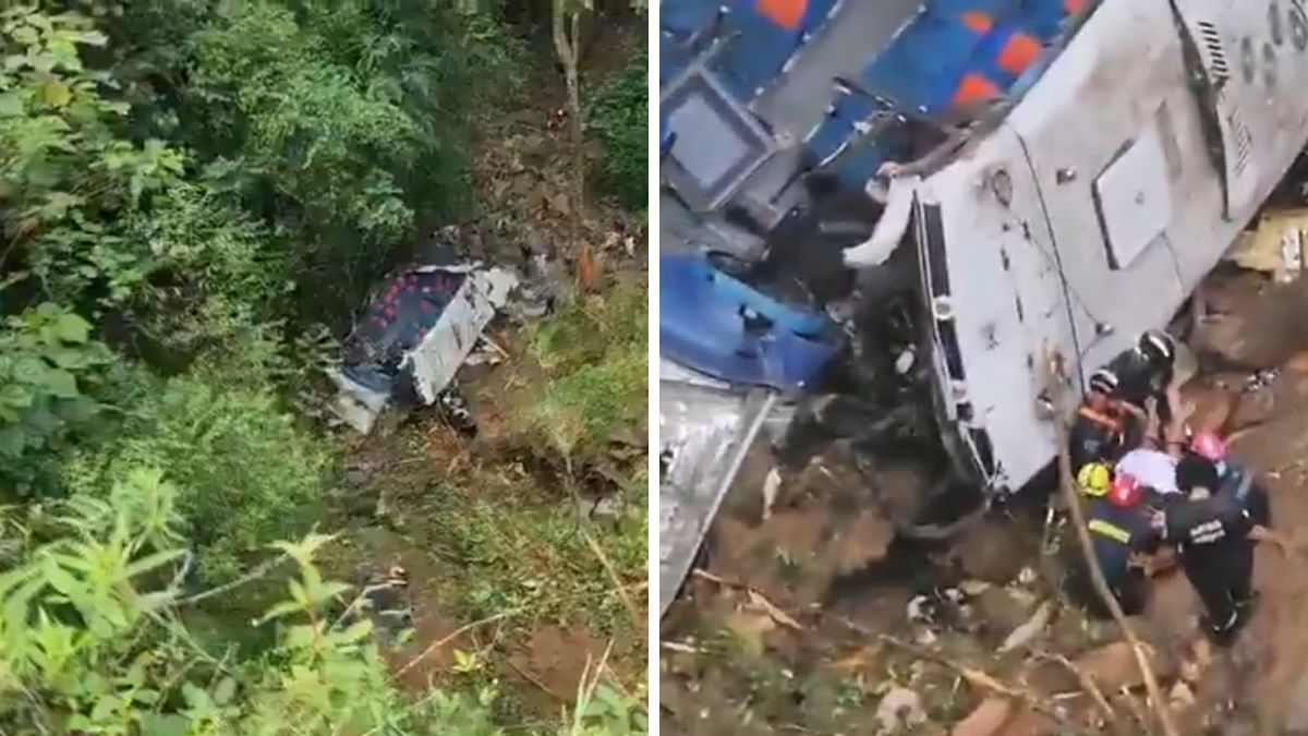 Un colectivo que viajaba con unos 30 egresados cayó por un precipicio en Colombia.