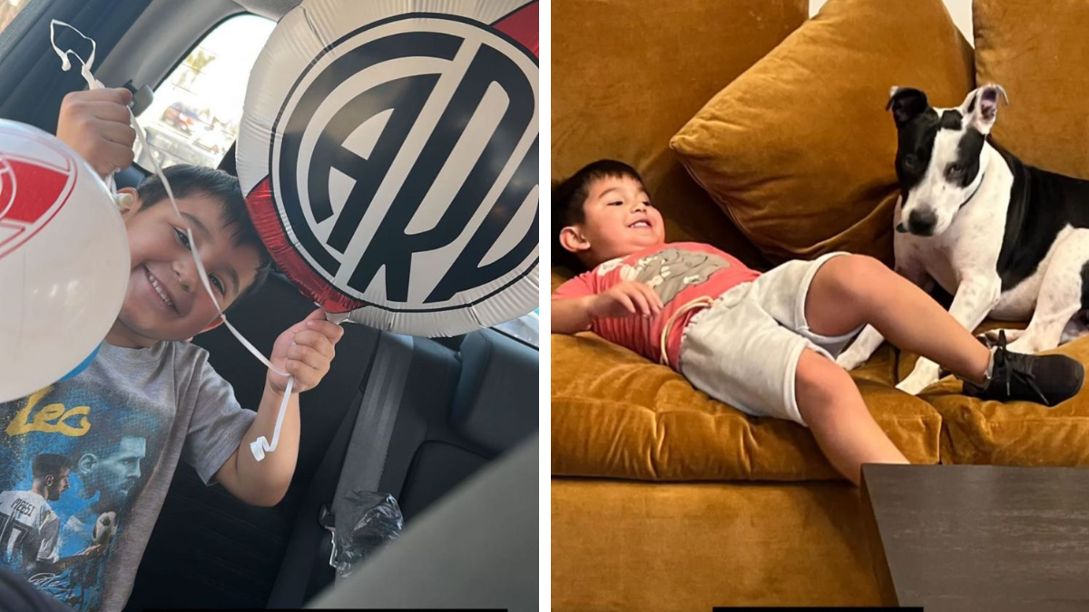 Francesco, el hijo de Morena Rial, pasó una divertida noche con su abuelo Jorge y su perra Malasaña.