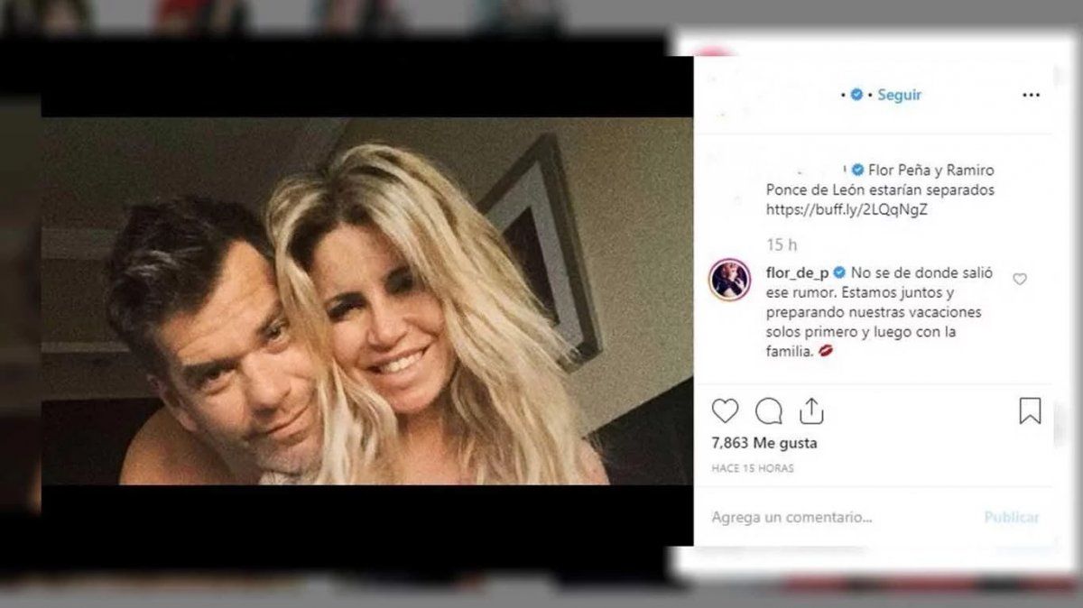 La contestación de Flor Peña en una red social para hablar de su supuesta separación
