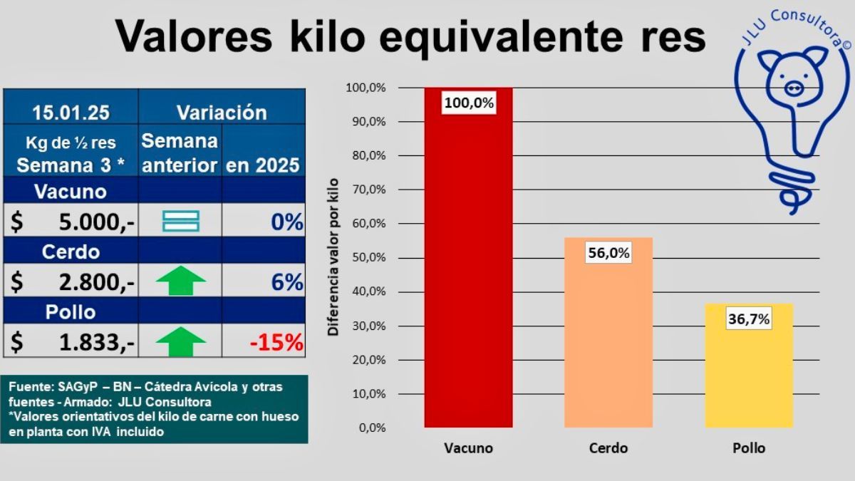 Comportamiento comparativo del precio de las tres carnes más consumidas en Argentina. Comportamiento comparativo del precio de las tres carnes más consumidas en Argentina.