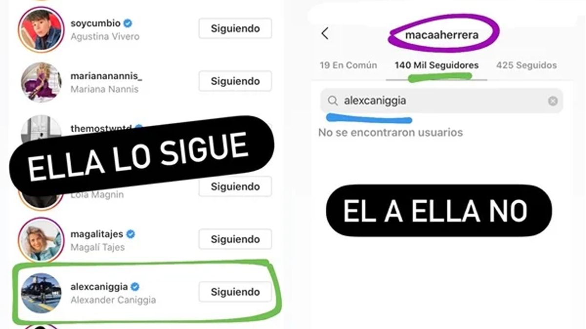 Las pruebas del rompiento entre Alex Caniggia y su novia, Macanera Herrera.