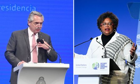 Alberto Fernández se reunmió este martes en Barbados con la primera ministra Mia Mottley. Alberto Fernández se reunmió este martes en Barbados con la primera ministra Mia Mottley.