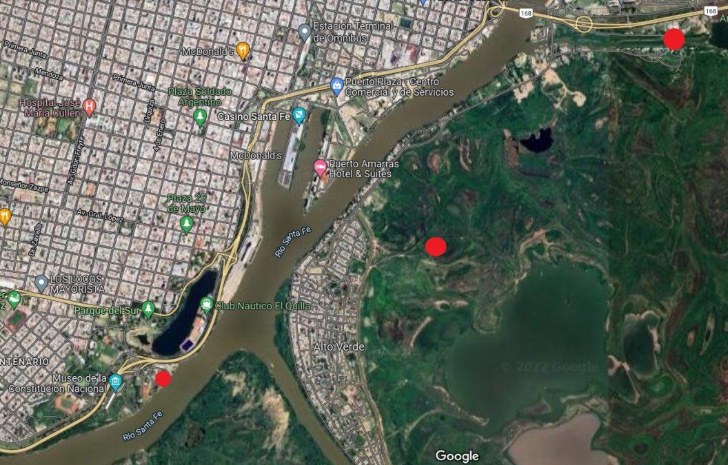 La opción sur de la conexión vial Santa Fe - Paraná contemplaba la unión desde la avenida de circunvalación a la altura del club Náutico Sur hasta la ruta 168 pasando por la Isla Sirgadera.