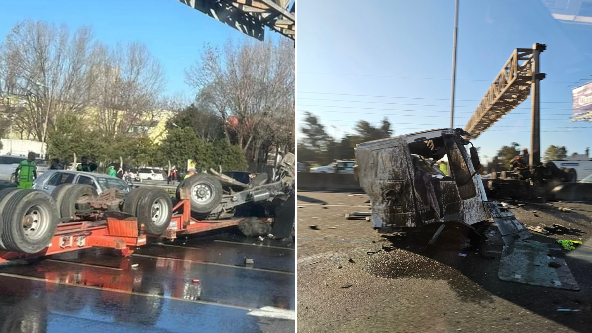 Fuerte accidente en avenida Panamericana: volcó un camión y una persona resultó herida