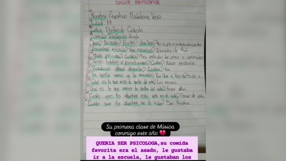 Los sueños que Agostina dejó en una carta y no podrá cumplir. Los sueños que Agostina dejó en una carta y no podrá cumplir.