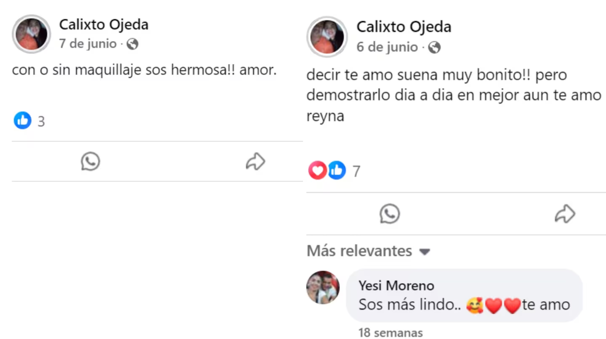 Las publicaciones de Calixto de Jesús Ojeda hacia su esposa. Las publicaciones de Calixto de Jesús Ojeda hacia su esposa.