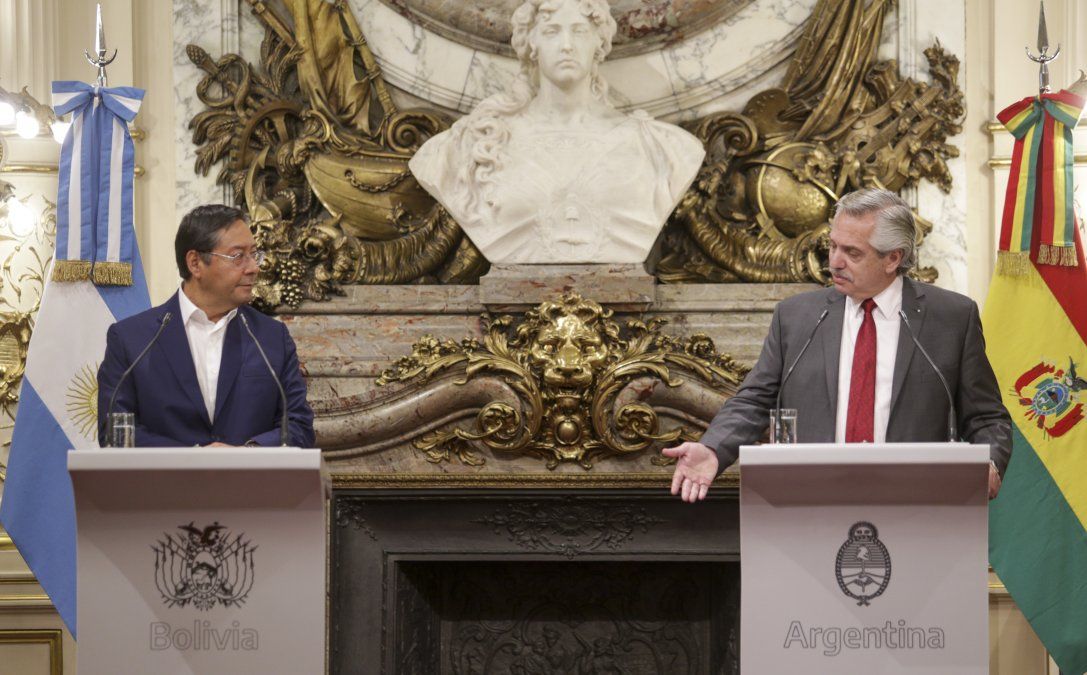 El presidente Alberto Fernández junto a su par del Estado Plurinacional de Bolivia