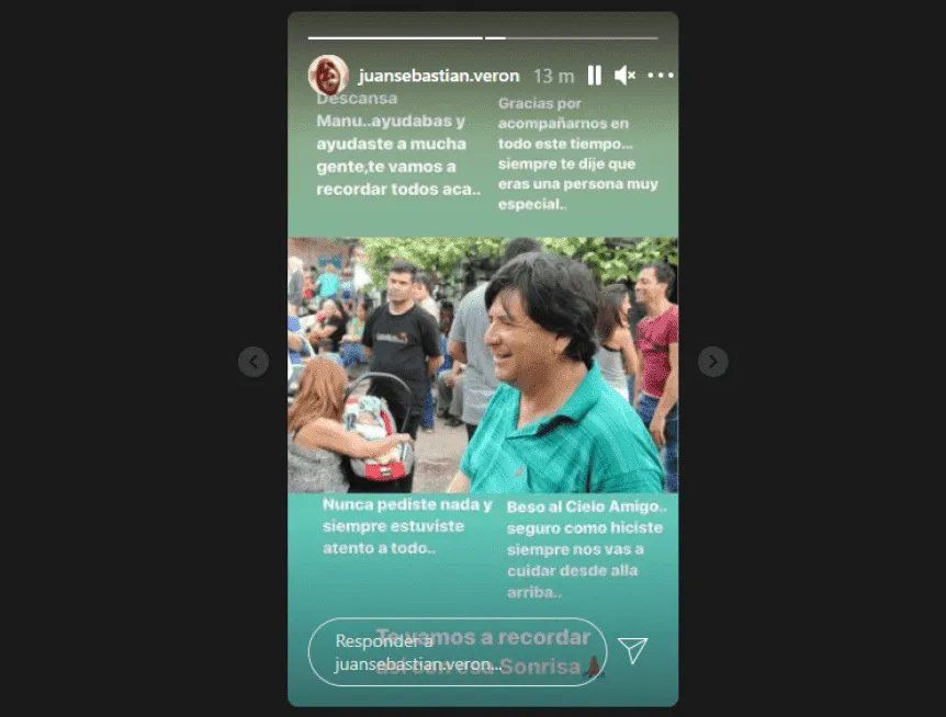 El posteo en Juan Sebastián Verón en sus redes sociales