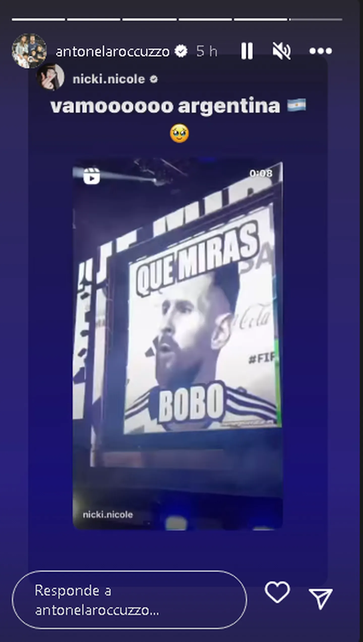 Antonela Roccuzo compartió un divertido meme sobre la frase de Messi contra Wout Weghorst.