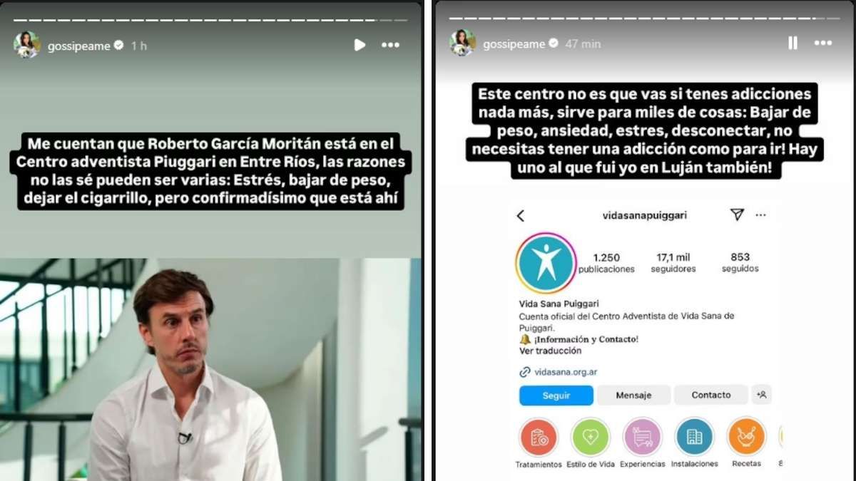 La cuenta Gossipeame confirmó que Roberto García Moritán está internado en Puiggari. La cuenta Gossipeame confirmó que Roberto García Moritán está internado en Puiggari.