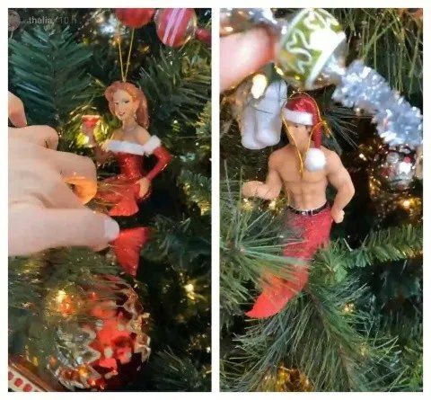Thalía mostró los curiosos adornos que tiene en su árbol.
