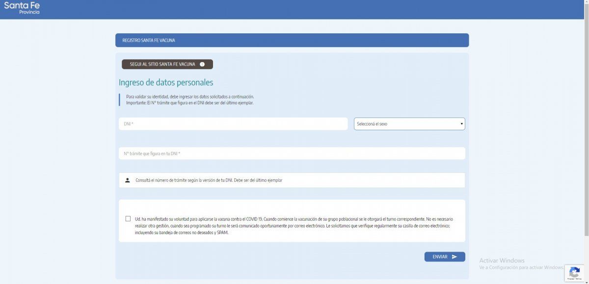 La inscripción a la vacunación se puede realizar en la web del gobierno de Santa Fe. 