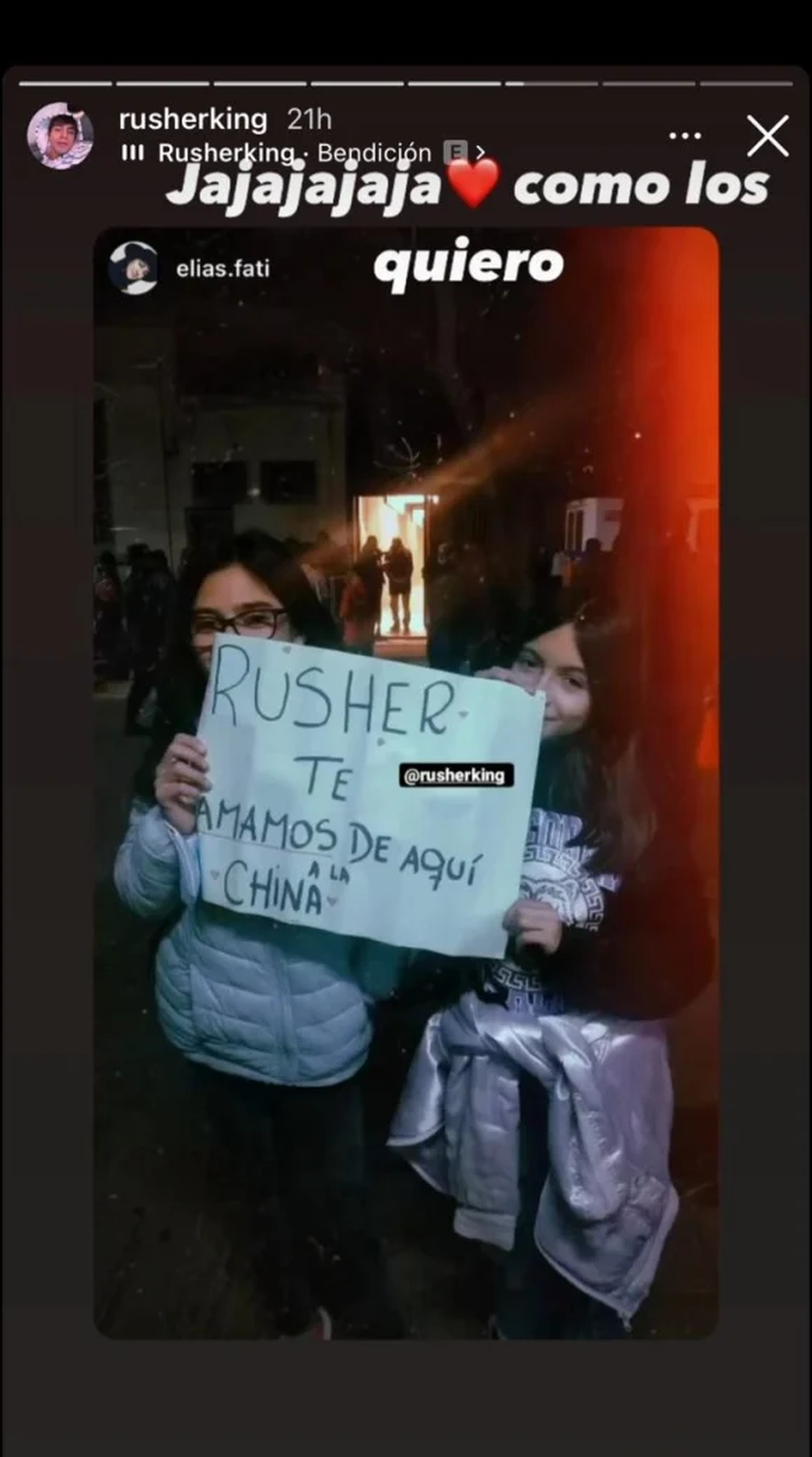 Rusherking le respondió a sus seguidoras que le dedicaron un mensaje también a la China Suárez.