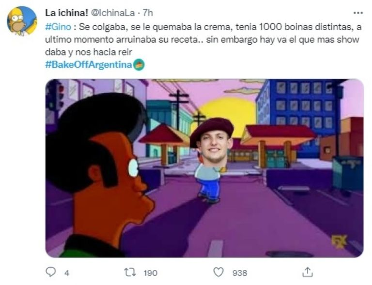 Gino fue eliminado de Bake Off Argentina y llovieron los memes en las redes.