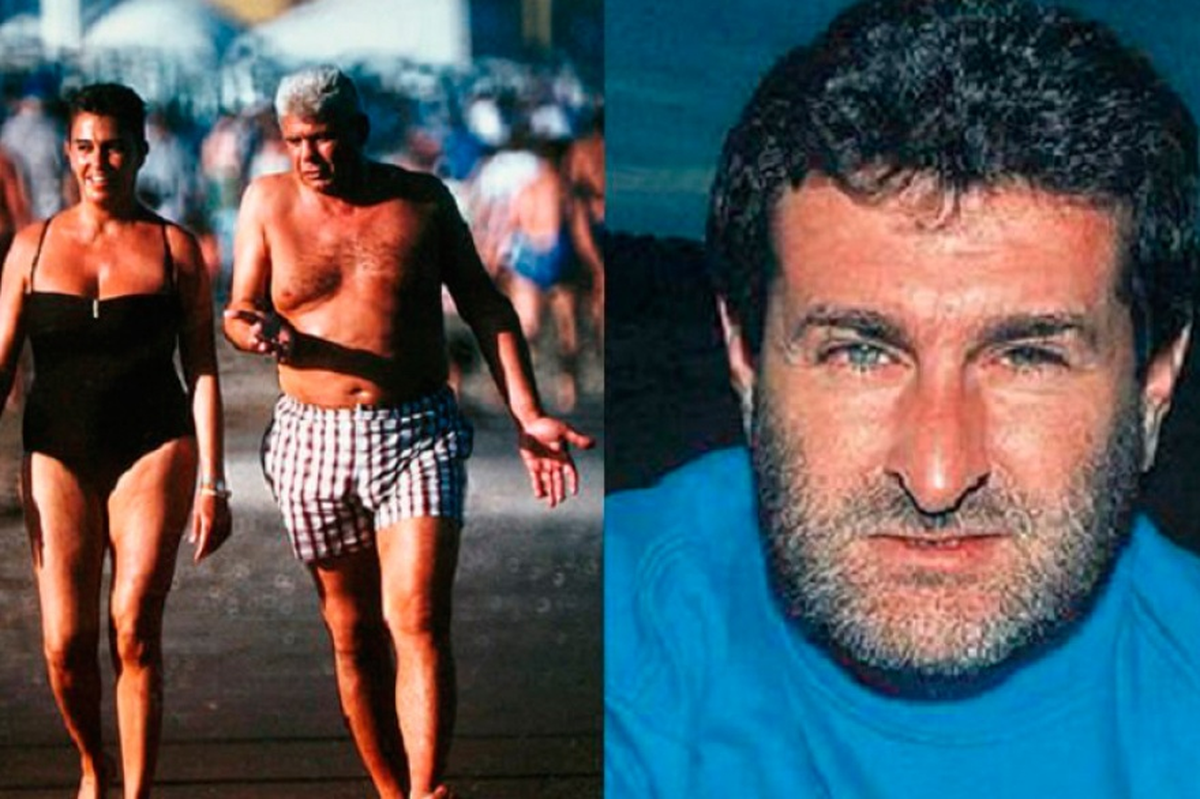 La foto de Yabrán caminando por la playa de Pinamar tomada por Cabezas, en la imagen de la derecha.