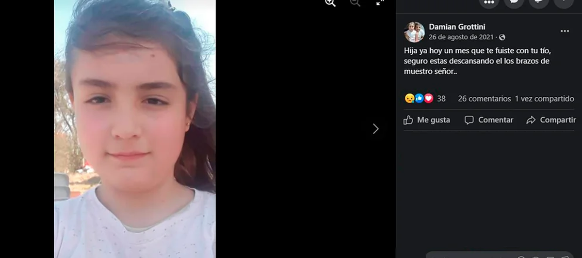 El posteo de Grottini dedicado a su hija.