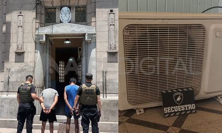 Dos jóvenes detenidos cuando llevaban parte de un equipo de aire acondicionado Dos jóvenes detenidos cuando llevaban parte de un equipo de aire acondicionado