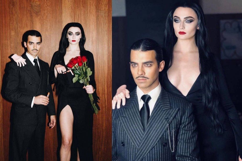 Disfraz de Homero y Morticia Addams