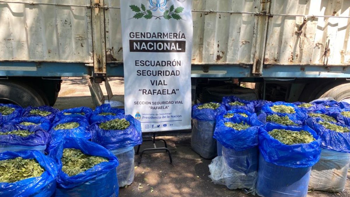 Las hojas de coca iban dentro de bultos color azul.&nbsp;