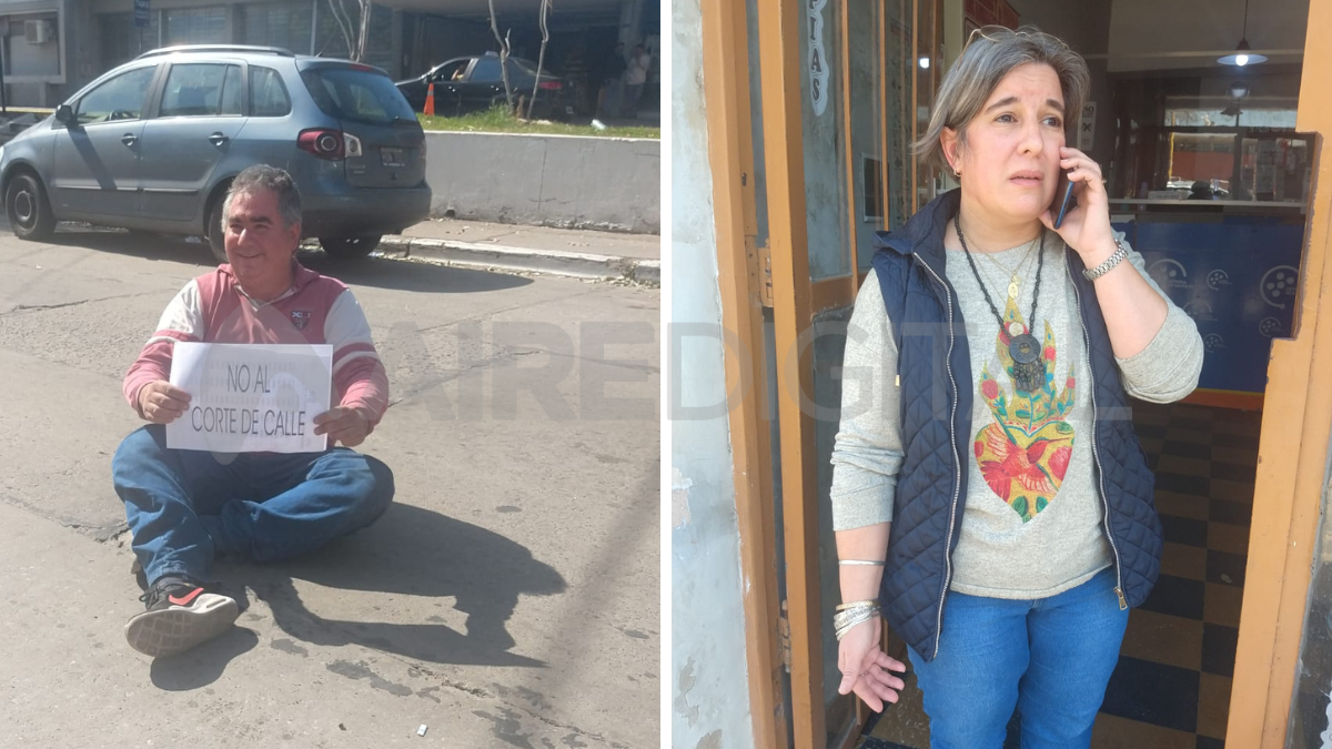 Alberto se sentó en la calle en rechazo a los cortes, su mujer, Verónica, aseguró que están hartos. 
