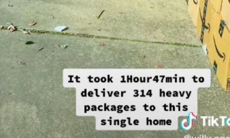 Video viral: un repartidor de Amazon le entregó 314 paquetes a un solo cliente. Video viral: un repartidor de Amazon le entregó 314 paquetes a un solo cliente.