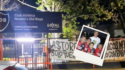 La bandera que apareció en Newell's tras el escándalo de la foto de Malcorra con los juveniles leprosos