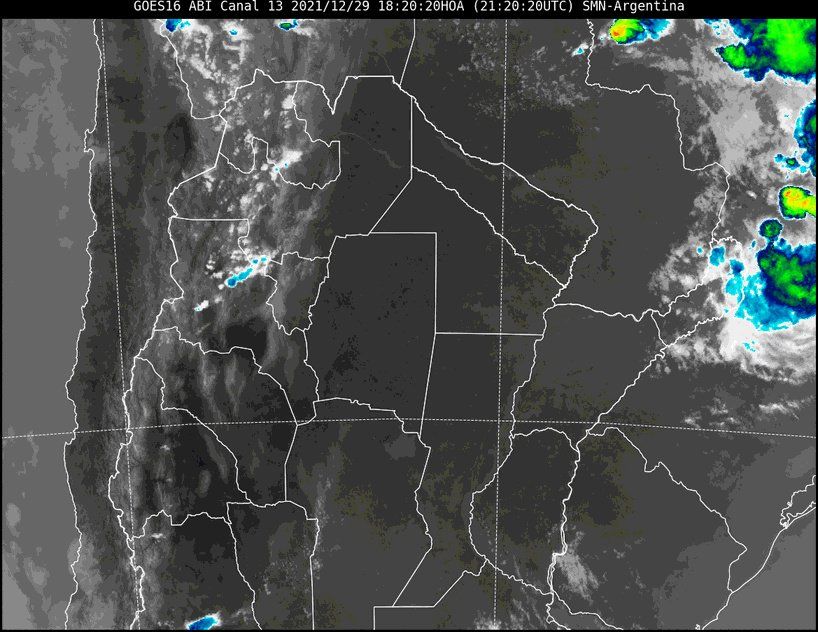 En la imagen satelital se observa el cielo santafesino prácticamente libre de nubosidad.