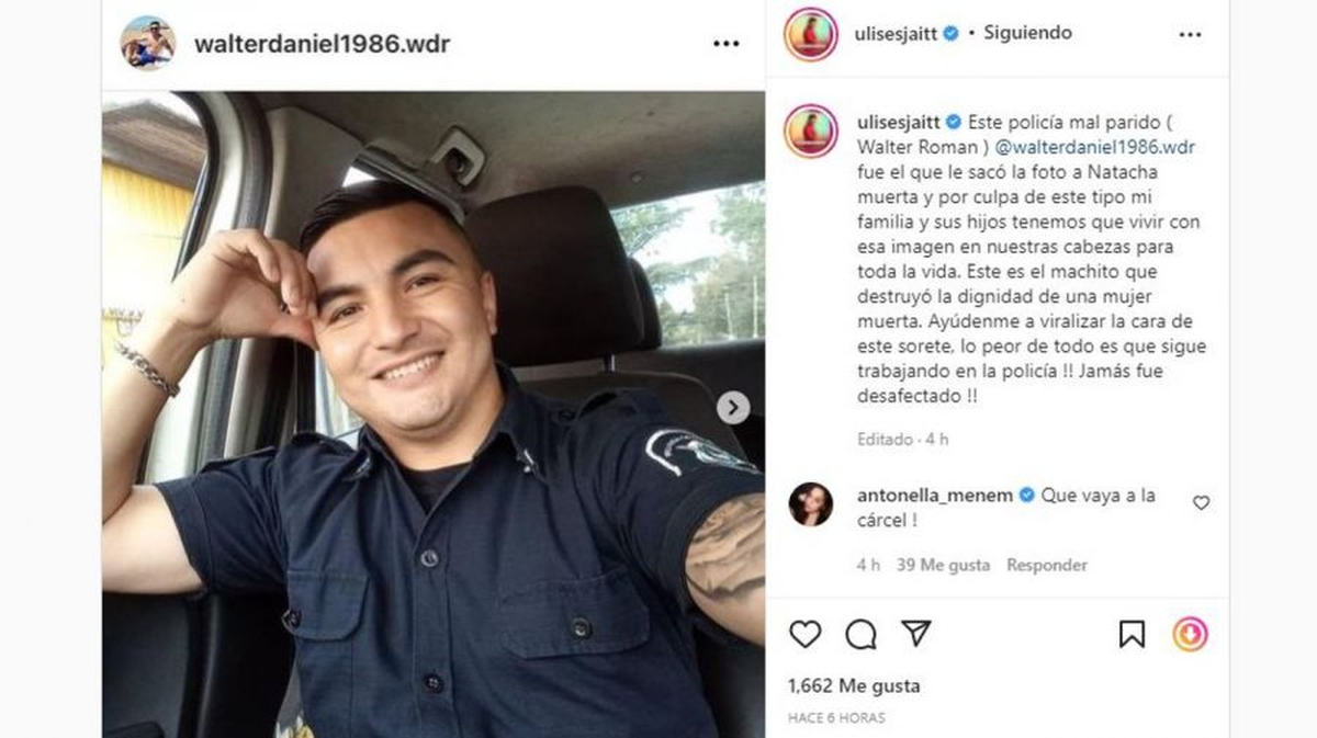 Después de 6 meses, declaró el policía Walter Daniel Román, imputado por viralizar sus fotos muertas y el mismo que también manipuló la mochila que tenía Natacha al momento de su muerte.