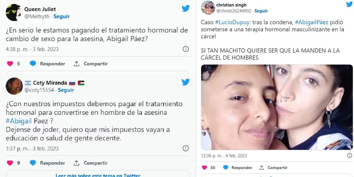 Las redes sociales repudiaron el pedido de Abigail Páez, una de las asesinas de Lucio Dupuy.