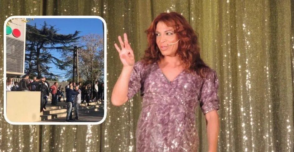 Lizy Tagliani salió en bata por la amenaza de bomba